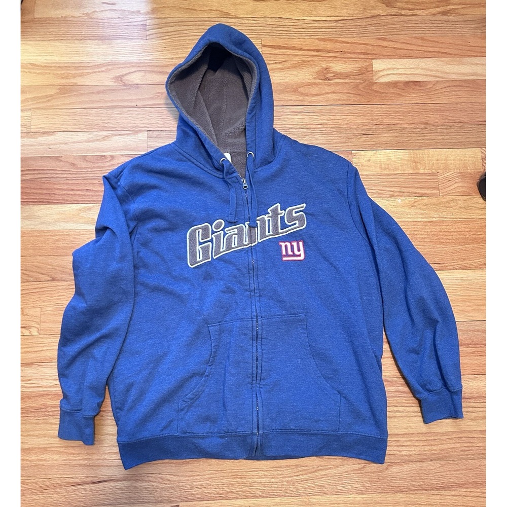 NFL New York Giants Zip Up Hoodie Jacket Fleece With Hood Adult XL